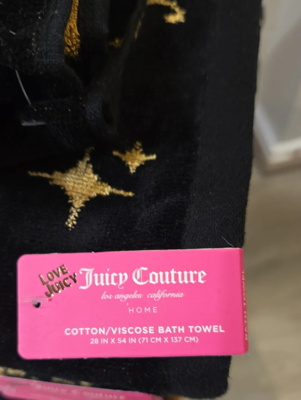 Juicy Couture Home Logo Crown & Bow Motif Cotton ViscoseTowel Set - Black/Gold